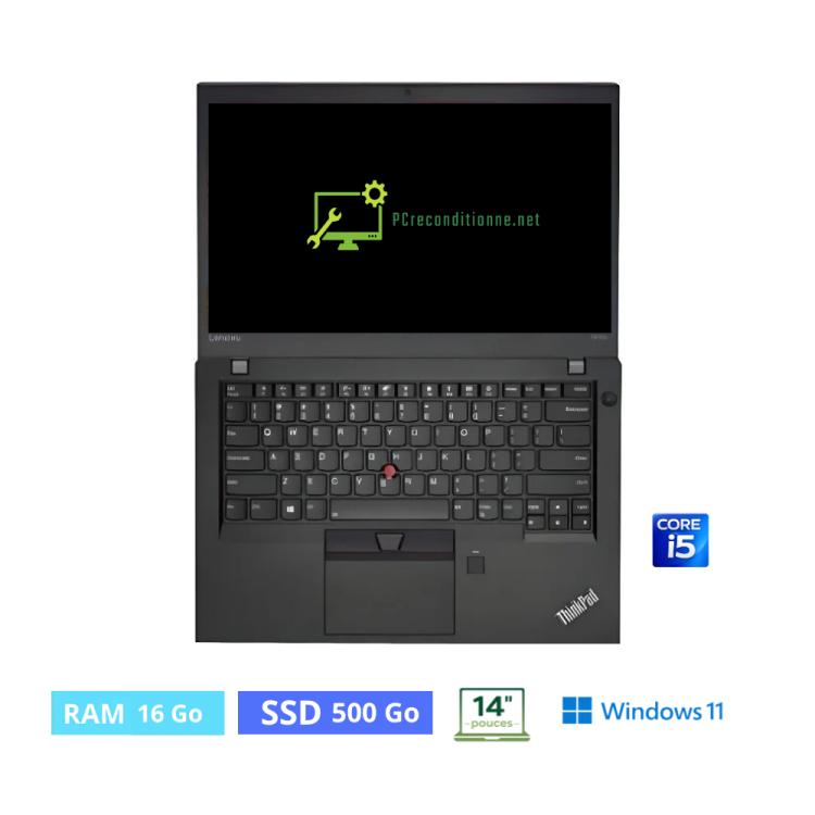 LENOVO T470s I5  - RAM 16 Go - SSD 500 Go  - WINDOWS 11 - N°02270006- GRADE B