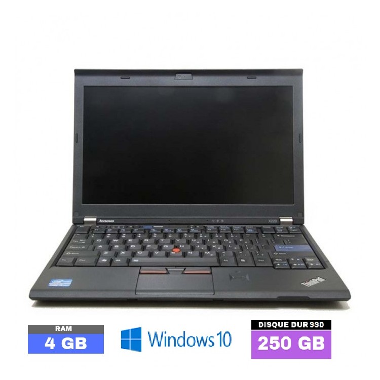 LENOVO X220 - 4 Go RAM - SSD 250 GO - Windows 10 64 bits - N°130513