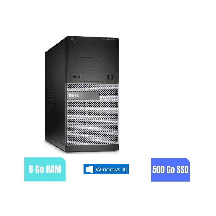 UC DELL OPTIPLEX 3020 Tour Windows 10 - Ram 8 Go - SSD 500 GO - Core I5 4ème géné - N° 220904