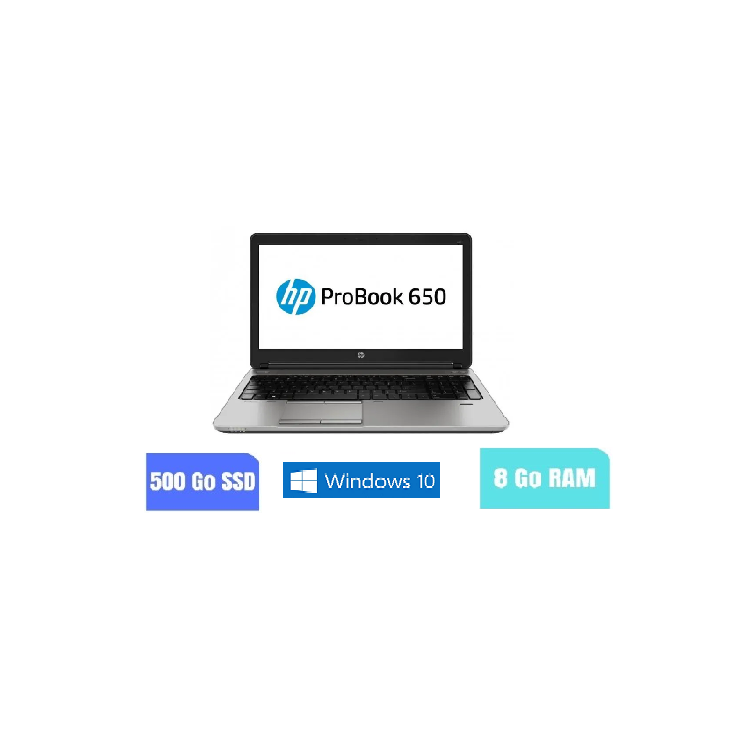 HP PROBOOK 650 G1 - Windows 10 - SSD 500 GO - Core I3 -Ram 8 Go - SANS WEBCAM -N°300912