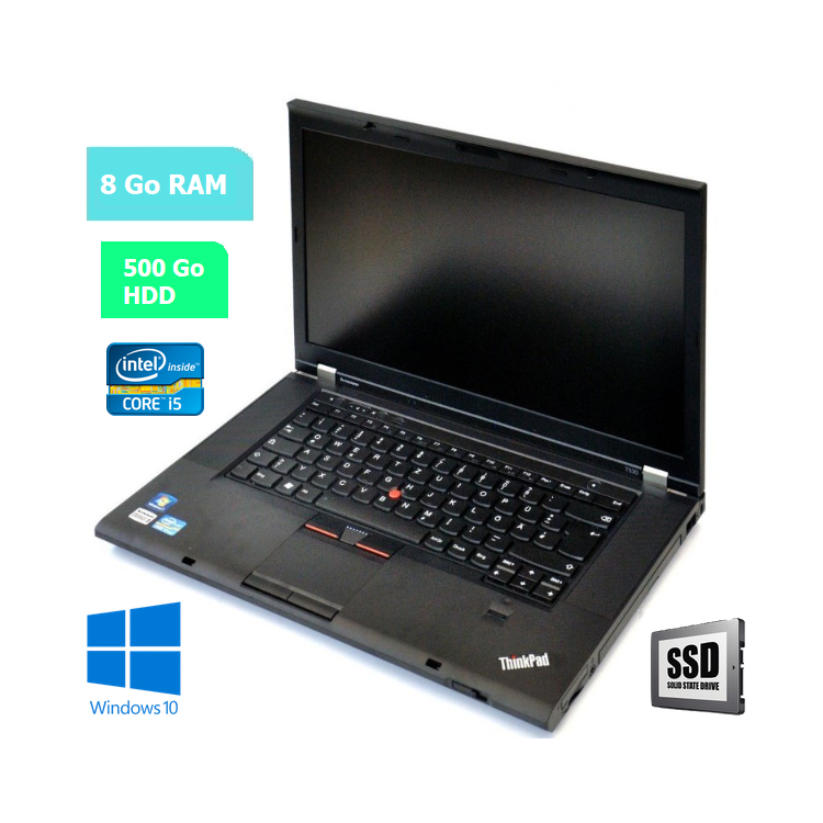 LENOVO T530 - RAM 8 Go - HDD 500 Go - WINDOWS 10 - N°190617