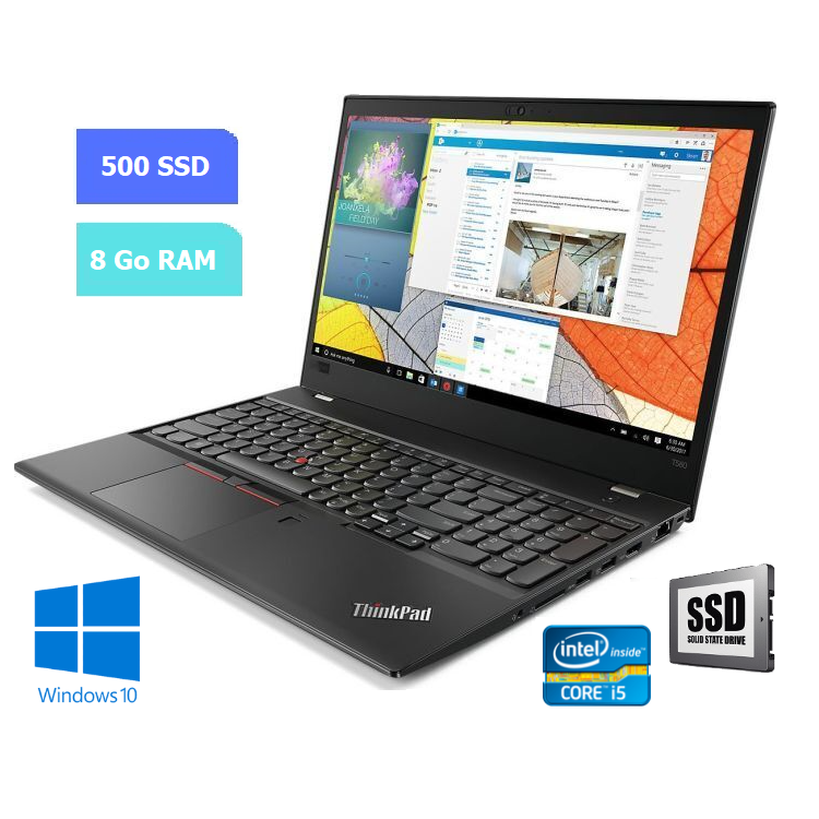 LENOVO T580 - RAM 8 Go - SSD 500 Go - WINDOWS 10 - N°220619