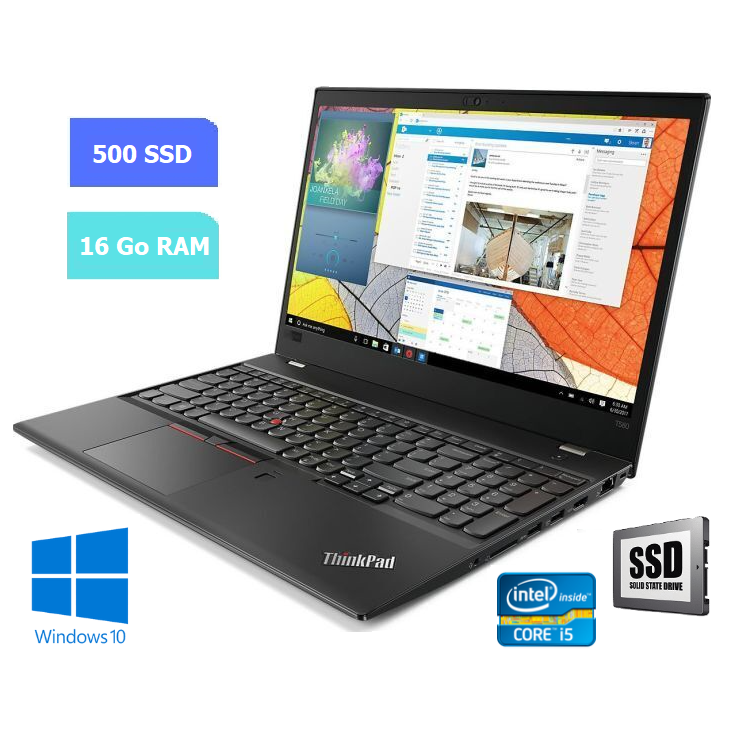 LENOVO T580 - RAM 16 Go - SSD 500 Go - WINDOWS 10 - N°220627