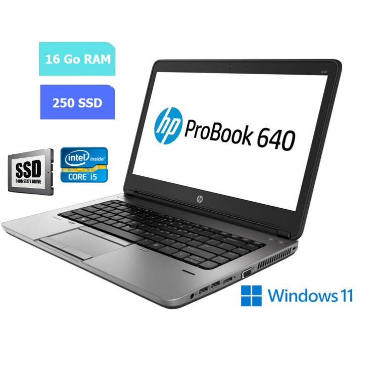 HP 640 G1 - Core I5 - Windows 11 - SSD 250 Go - Ram 16 Go N°280604