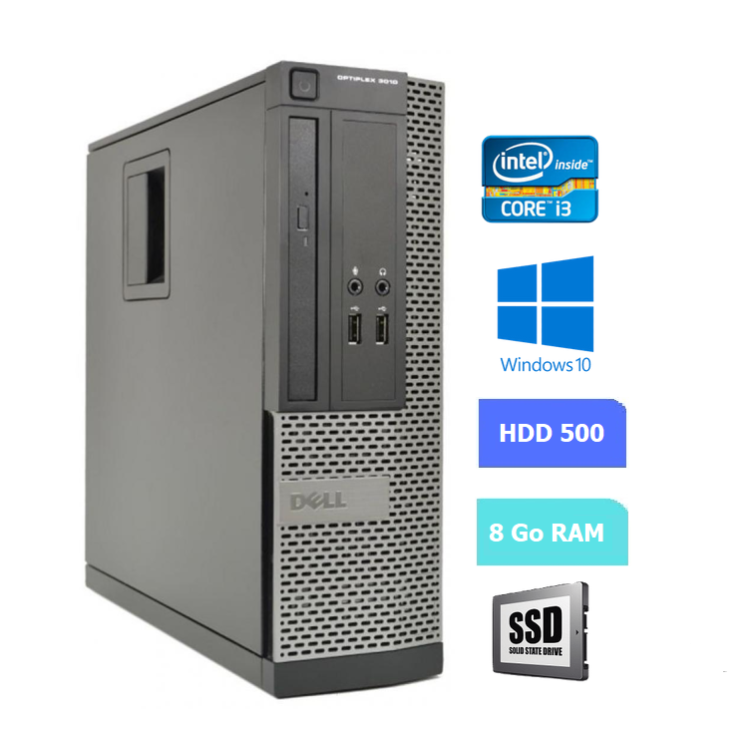 UC DE BUREAU DELL 3010 SFF core i3- RAM 8 GO - HDD 500 go - WINDOWS 10 - N°060701