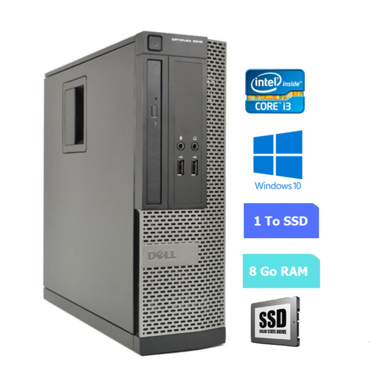 UC DE BUREAU DELL 3010 SFF core i3 - RAM 8 GO - SSD 1 To - WINDOWS 10 - N°060704