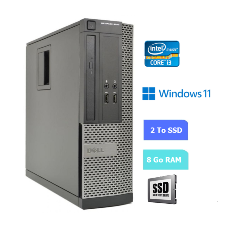 UC DE BUREAU DELL 3010 SFF core i3 - RAM 8 GO - SSD 2 To - WINDOWS 11 - N°060706