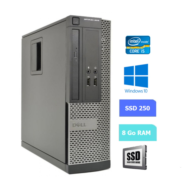 UC DE BUREAU DELL 3010 SFF core i5 - RAM 16 GO - SSD 250 Go - WINDOWS 10 - N°060720