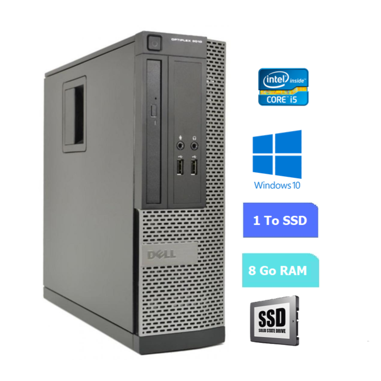 UC DE BUREAU DELL 3010 SFF core i5 - RAM 8 GO - SSD 1 To - WINDOWS 10 - N°060722