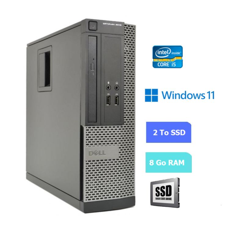 UC DE BUREAU DELL 3010 SFF core i5 - RAM 8 GO - SSD 2 To - WINDOWS 11 - N°060724