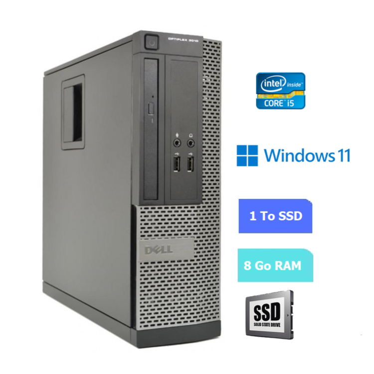 UC DE BUREAU DELL 3010 SFF core i5 - RAM 8 GO - SSD 1 To - WINDOWS 11 - N°060725