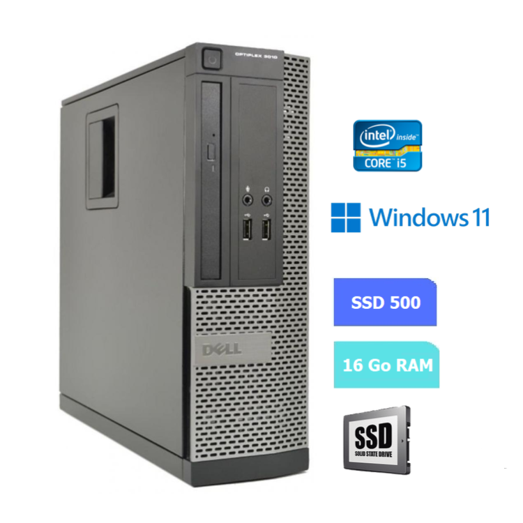 UC DE BUREAU DELL 3010 SFF core i5 - RAM 16 GO - SSD 500 Go - WINDOWS 11 - N°060729