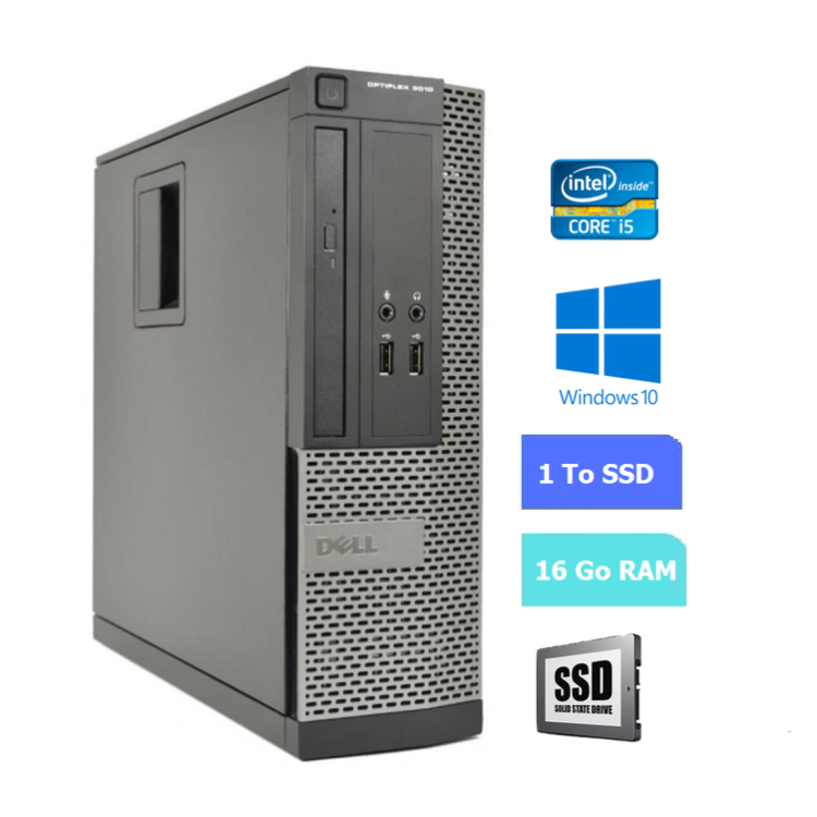 UC DE BUREAU DELL 3010 SFF core i5 - RAM 16 GO - SSD 1 To - WINDOWS 10 - N°060733