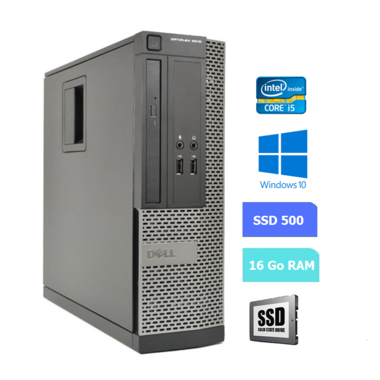 UC DE BUREAU DELL 3010 SFF core i5 - RAM 16 GO - SSD 500 Go - WINDOWS 10 - N°060734