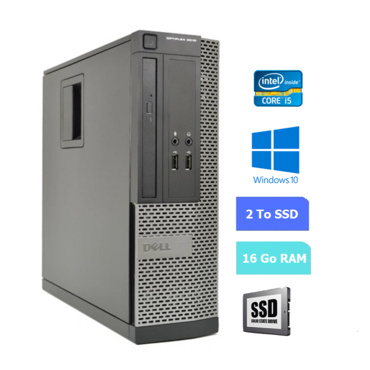 UC DE BUREAU DELL 3020 SFF core i5 - RAM 16 GO - SSD 2 To - WINDOWS 10 - N°100718