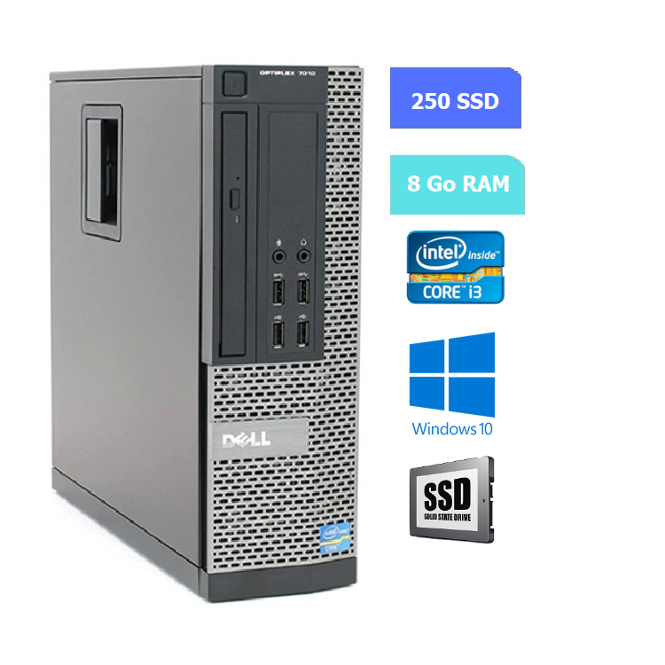 UC DE BUREAU DELL 9010 SFF core i3 - RAM 8 GO - SSD 250 Go - WINDOWS 10 - N°130711