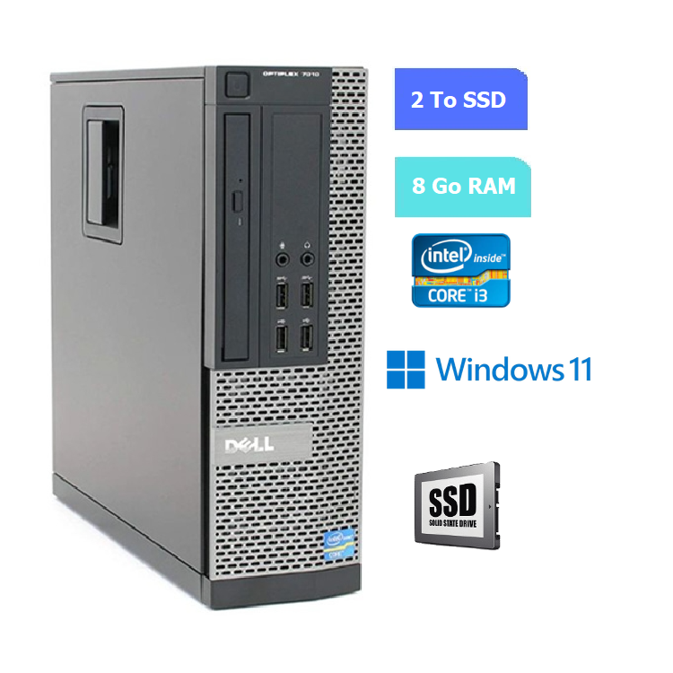 UC DE BUREAU DELL 9010 SFF core i3 - RAM 8 GO - SSD 2 To - WINDOWS 11 - N°130715