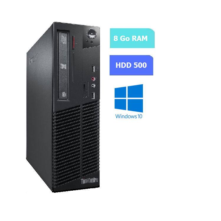 UC DE BUREAU LENOVO M73 Thinkcentre - RAM 8 GO - HDD 500 Go - WINDOWS 10 - N°170701