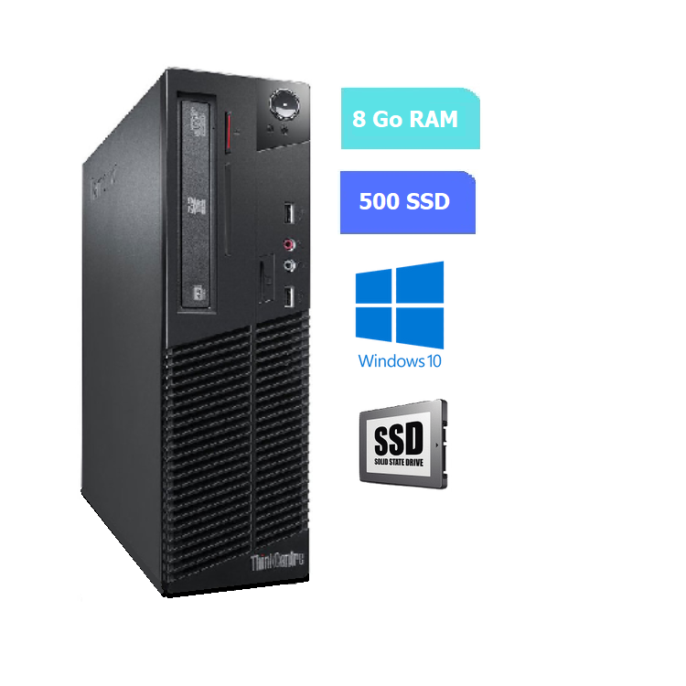 UC DE BUREAU LENOVO M73 Thinkcentre - RAM 8 GO - SSD 500 Go - WINDOWS 10 - N°170701