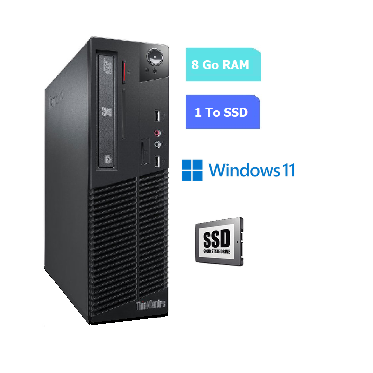 UC DE BUREAU LENOVO M73 Thinkcentre - RAM 8 GO - SSD 1 To - WINDOWS 11 - N°170707