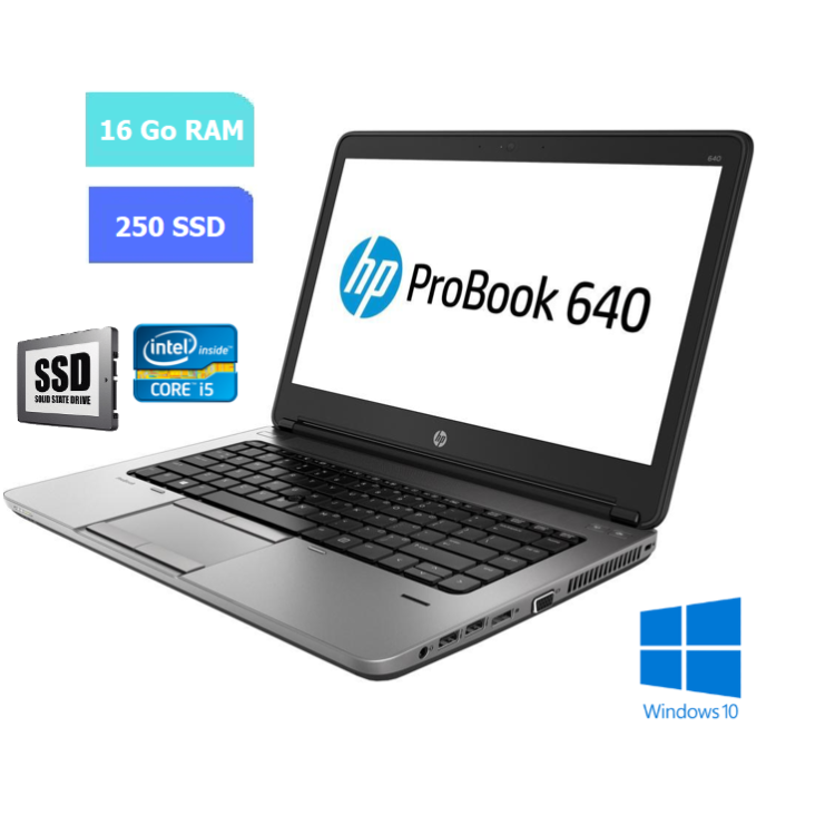 HP 640 G3 - 16 Go RAM - 250 Go SSD - Windows 10 - N°180716