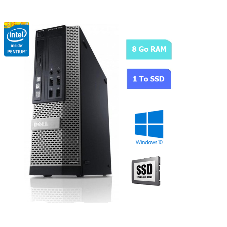 UC DE BUREAU DELL 790 SFF Intel Pentium - RAM 8 GO - SSD 1 To - WINDOWS 10 - N°190704