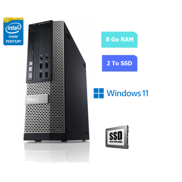 UC DE BUREAU DELL 790 SFF Intel Pentium - RAM 8 GO - SSD 2 To - WINDOWS 11 - N°190706