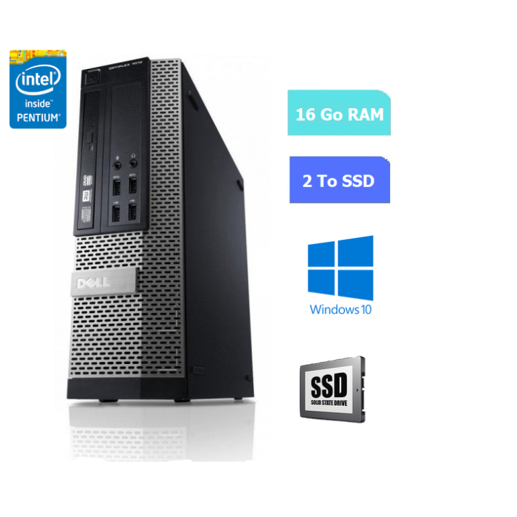 UC DE BUREAU DELL 390 SFF Intel Pentium - RAM 16 GO - SSD 1 To - WINDOWS 10 - N°190724
