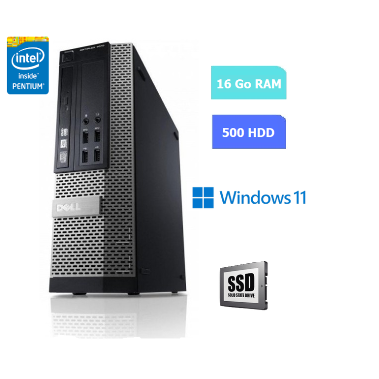 UC DE BUREAU DELL 390 SFF Intel Pentium - RAM 16 GO - HDD 500 Go - WINDOWS 11 - N°190730
