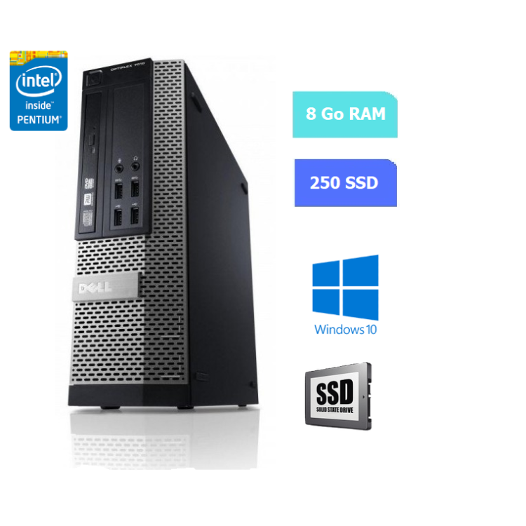 UC DE BUREAU DELL 390 SFF Intel Pentium - RAM 8 GO - SSD 250 Go - WINDOWS 10 - N°190737