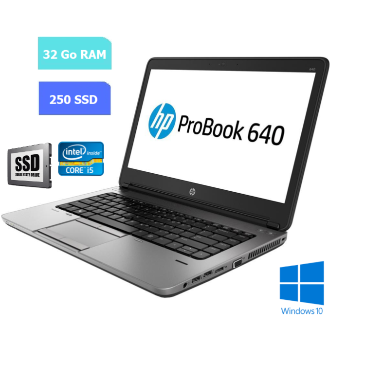 HP 640 G3 - 32 Go RAM - 250 Go SSD - Windows 10 - N°260717