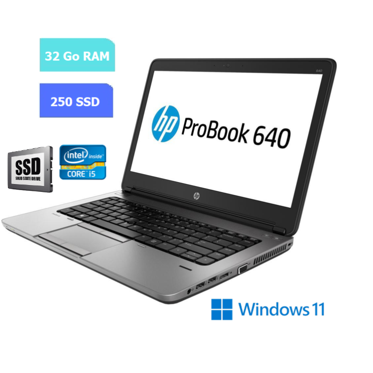 HP 640 G3 - 32 Go RAM - 250 Go SSD - Windows 11 - N°260724