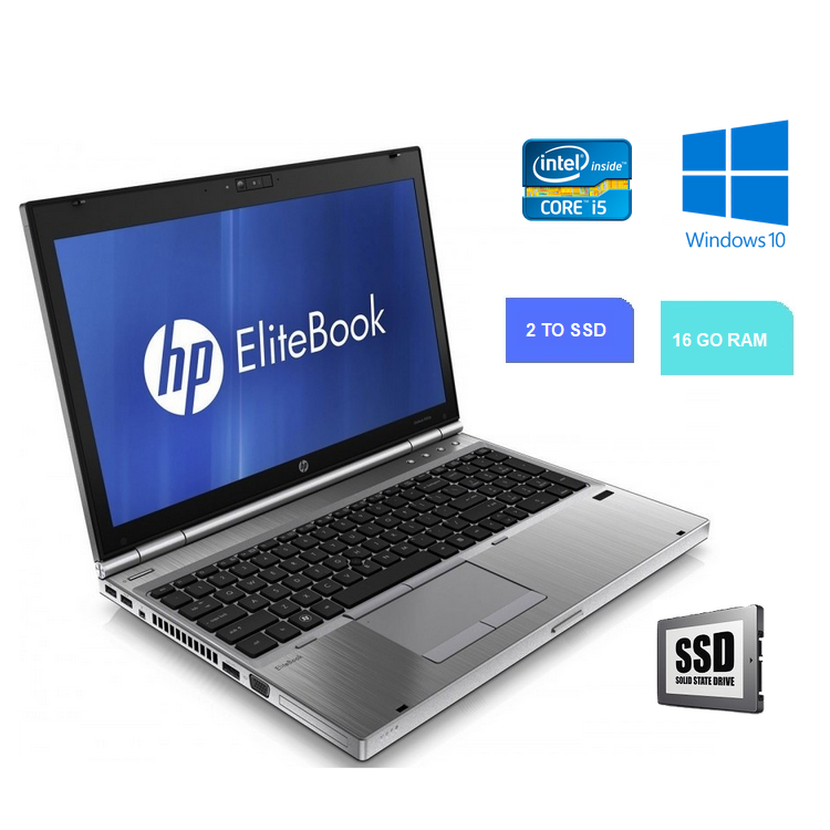 HP 8570P I5 - 16 Go RAM - 2 TO SSD - Windows 10 - N°0212233