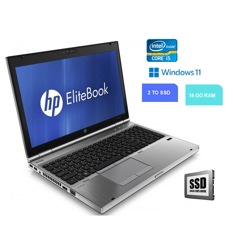 HP 8570P I5 - 16 Go RAM - 2 TO SSD - Windows 11 - N°0212233