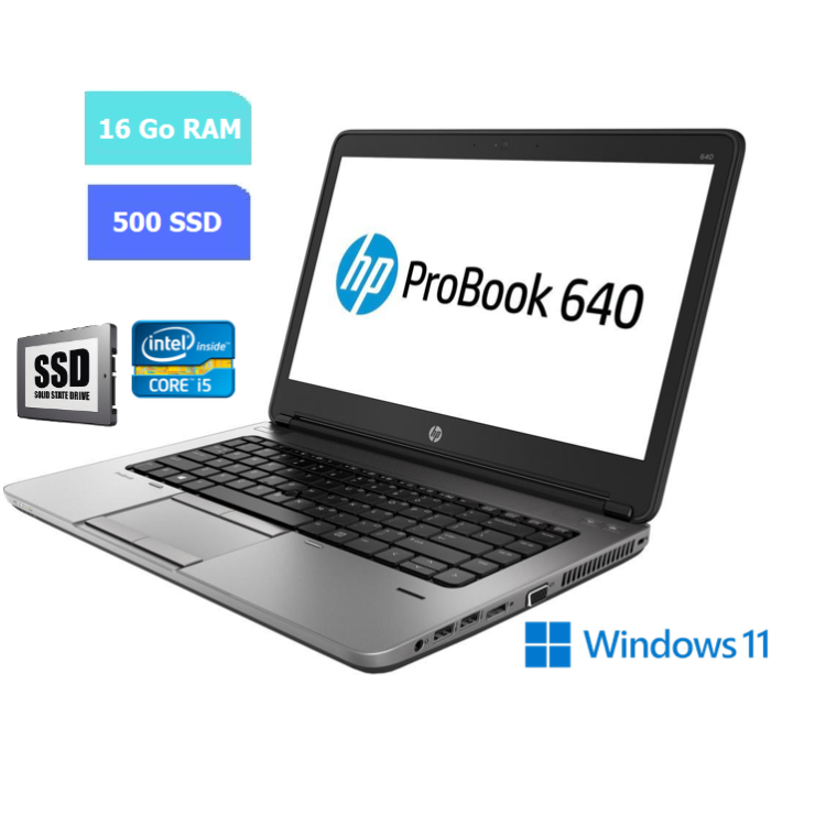 HP 640 G3 - 16 Go RAM - 500 Go SSD - Windows 11 - N°180710