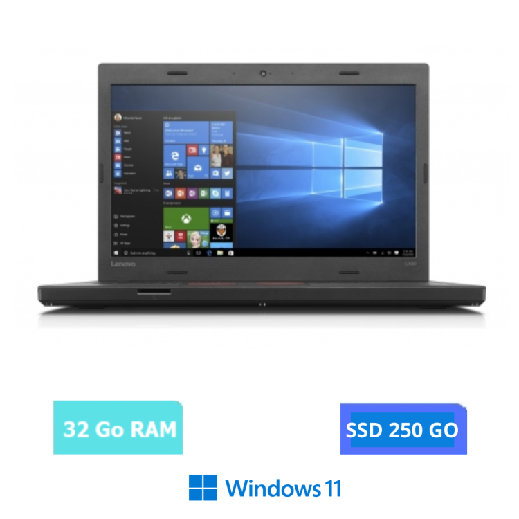 LENOVO L470 Core I3 -WINDOWS 11-SSD 250 GO -RAM 32 GO - N°06052401- GRADE B