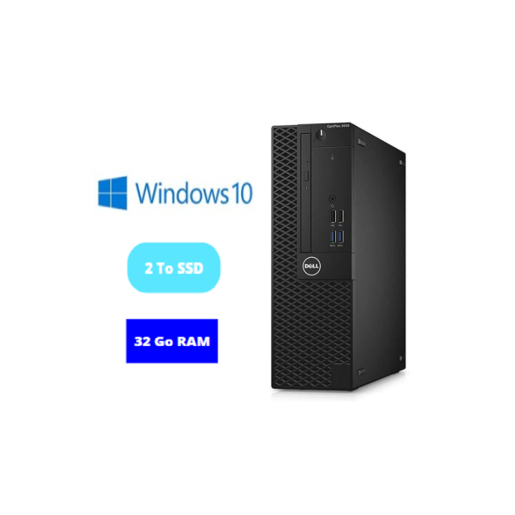 DELL 3050 SFF - RAM 32 GO - SSD  2 TO - WINDOWS 10 - N°1909202413 - GRADE B