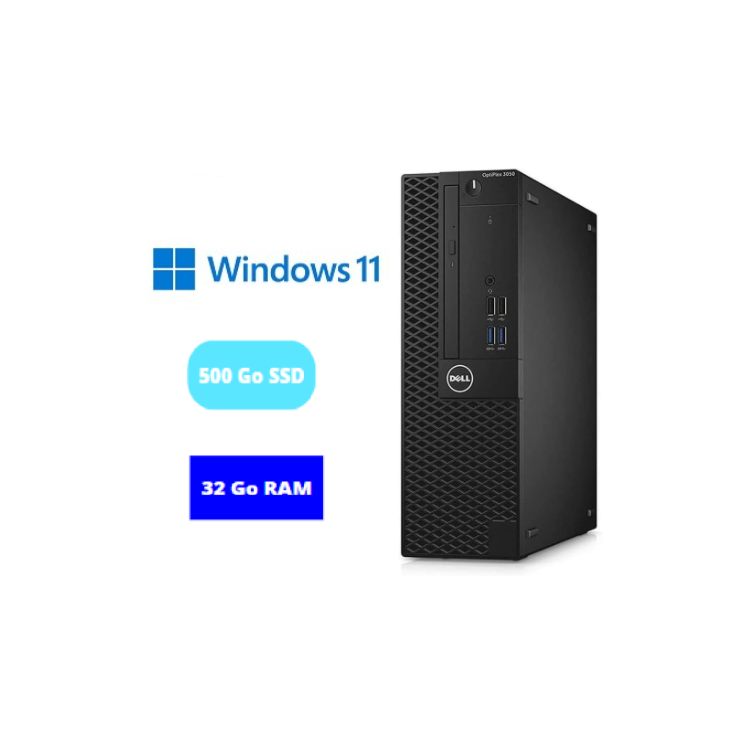 DELL 3050 SFF - RAM 32 GO - SSD 500 GO - WINDOWS 11 - N°1909202415 - GRADE B