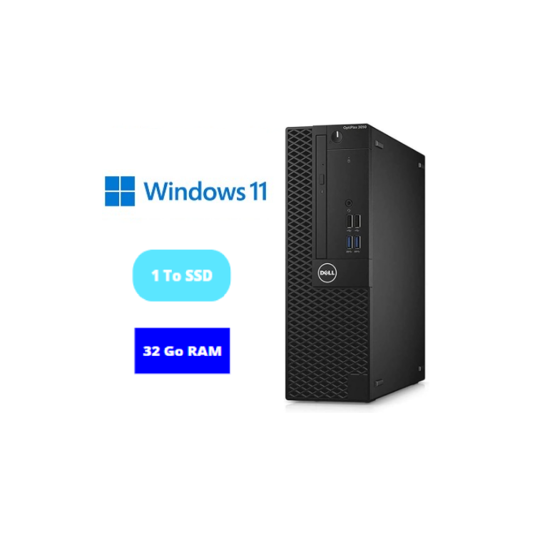 DELL 3050 SFF - RAM 32 GO - SSD  1 TO - WINDOWS 11 - N°1909202416 - GRADE B