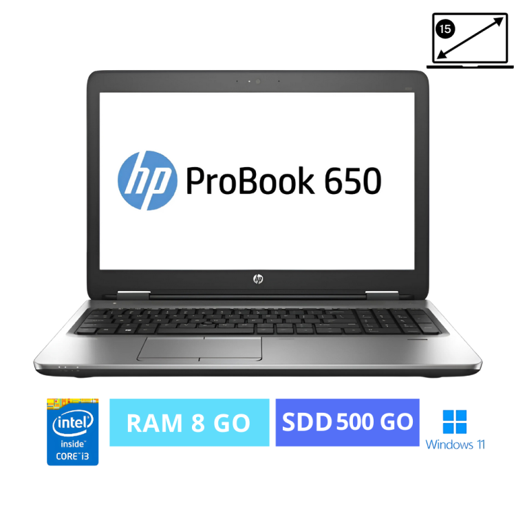 HP650 G2  CORE i3-6100U  - WINDOWS 11 - SSD 500 Go- RAM 8 GO - N°1911244- GRADE B